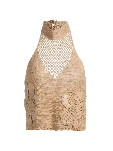 Ramy Brook Women's Celeste Open-Knit Cotton Top - Sandstone - Size XL | Thumbnail 1