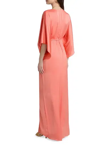 Ramy Brook Women's Tove Plunging V-Neck A-Line Gown - Coral - Size XL | Thumbnail 5