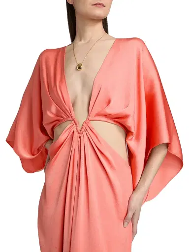 Ramy Brook Women's Tove Plunging V-Neck A-Line Gown - Coral - Size XL | Thumbnail 6
