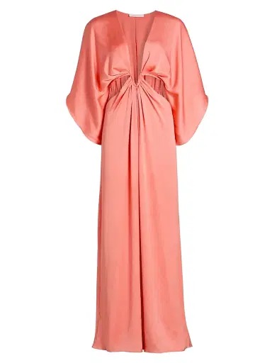 Ramy Brook Women's Tove Plunging V-Neck A-Line Gown - Coral - Size XL | Thumbnail 1