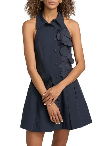 Ramy Brook Women's Donna Cotton-Blend Mini-Shirtdress - Navy - Size 14 | Thumbnail 3