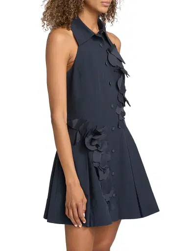 Ramy Brook Women's Donna Cotton-Blend Mini-Shirtdress - Navy - Size 14 | Thumbnail 4