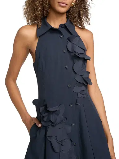 Ramy Brook Women's Donna Cotton-Blend Mini-Shirtdress - Navy - Size 14 | Thumbnail 6