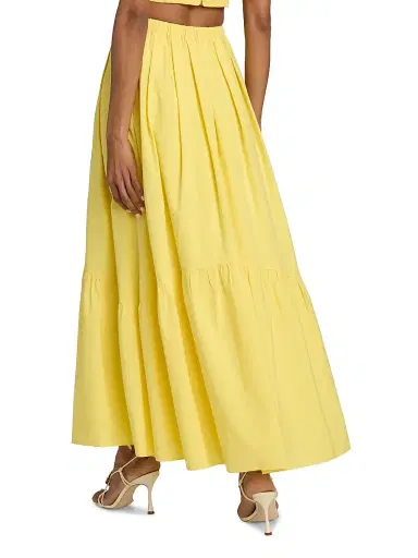 Ramy Brook Women's Bridget Ruffled Cotton-Blend A-Line Maxi Skirt - Sunshine - Size XL | Thumbnail 5