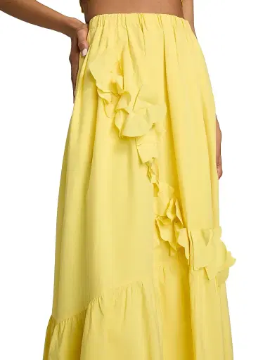 Ramy Brook Women's Bridget Ruffled Cotton-Blend A-Line Maxi Skirt - Sunshine - Size XL | Thumbnail 6