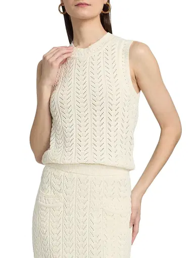 dh New York Women's Laura Open-Knit Cotton Tank | Thumbnail 3