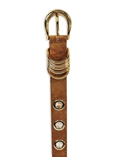 Déhanche Women's Rivet Suede Belt - Ochre And Gold | Thumbnail 3