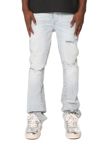 Purple Brand Men's Monogram Reworked Flare Jeans - Light Indigo - Size 40 | Thumbnail 1