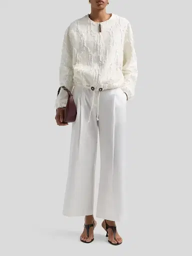 Proenza Schouler White Label Women's Madigan Jacqaurd Cotton Jacket - Off White - Size Large | Thumbnail 2