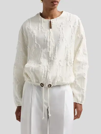Proenza Schouler White Label Women's Madigan Jacqaurd Cotton Jacket - Off White - Size Large | Thumbnail 4
