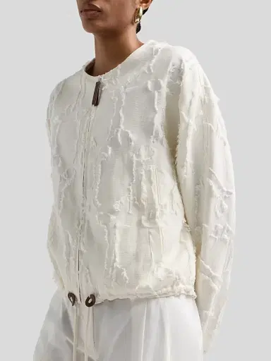 Proenza Schouler White Label Women's Madigan Jacqaurd Cotton Jacket - Off White - Size Large | Thumbnail 5