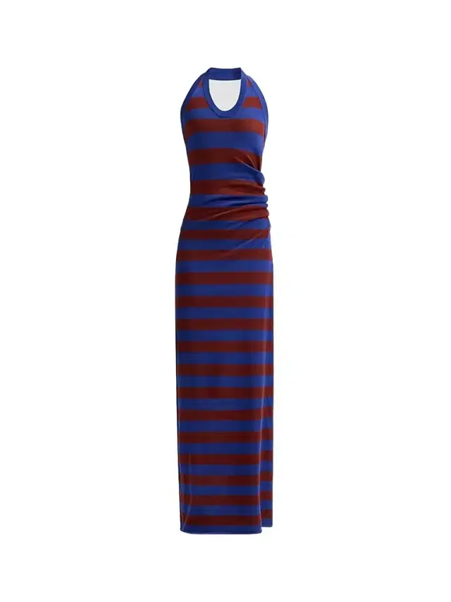 Proenza Schouler Women's Frann Striped Cotton Maxi Dress - Sapphire Multi