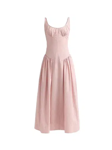 Proenza Schouler White Label Women's Solira Seersucker Cotton-Blend Midi-Dress - Rust Off White | Thumbnail 1