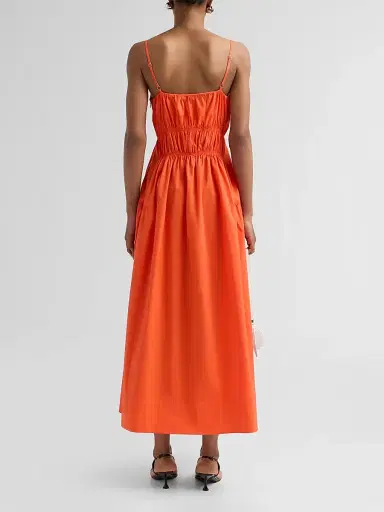 Proenza Schouler White Label Women's Michelyn Stretch Cotton Midi-Dress - Orange | Thumbnail 3
