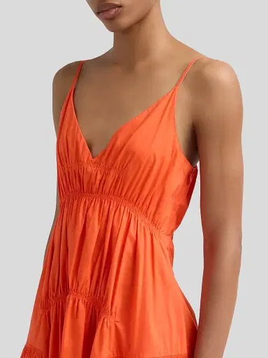 Proenza Schouler White Label Women's Michelyn Stretch Cotton Midi-Dress - Orange | Thumbnail 5