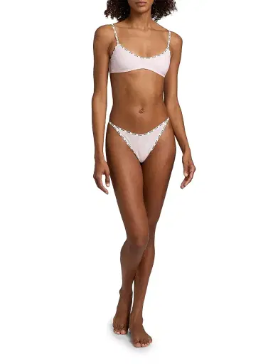 MOSCHINO Women's Heart-Print Logo Bra - Multi Pink - Size XL | Thumbnail 2