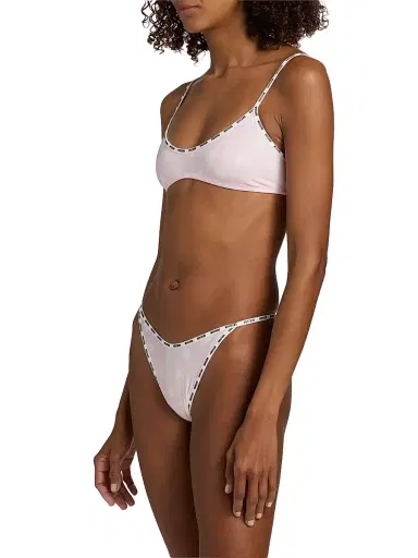 MOSCHINO Women's Heart-Print Logo Bra - Multi Pink - Size XL | Thumbnail 4