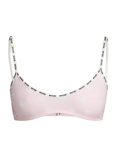 MOSCHINO Women's Heart-Print Logo Bra - Multi Pink - Size XL | Thumbnail 1