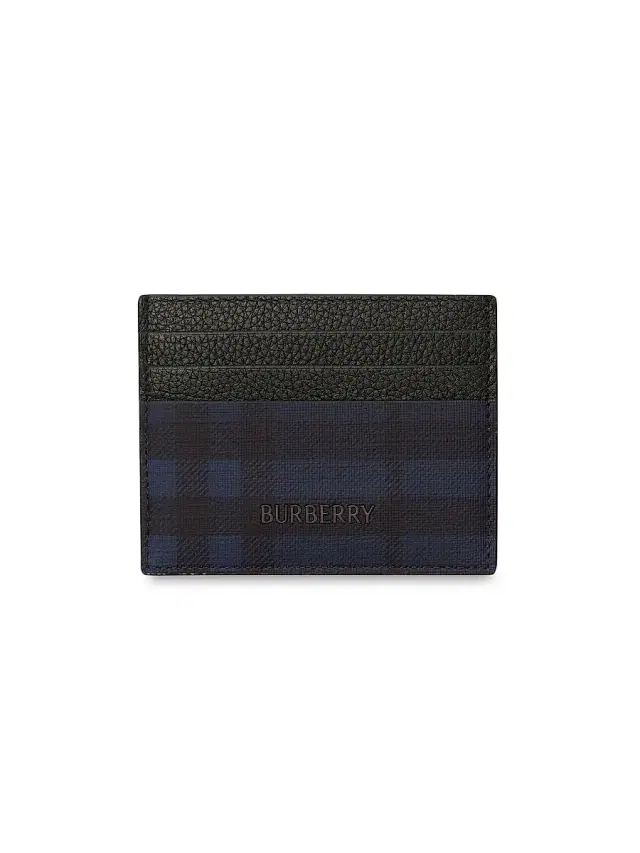 Burberry Men's City Check Coated Canvas Card Case - Navy