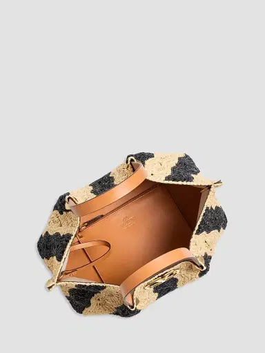 Valentino Garavani Women's Medium Raffia Shopping Bag with Wave Motif - Natural Black | Thumbnail 7 Valentino Garavani Women's Medium Raffia Shopping Bag with Wave Motif - Natural Black | Thumbnail 7