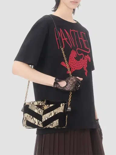Valentino Garavani Women's Panthea Small Crossbody Bag in Python and Suede | Thumbnail 3 Valentino Garavani Women's Panthea Small Crossbody Bag in Python and Suede | Thumbnail 3