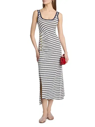 Simkhai Women's Becker Stretch Cotton Jersey Midi-Dress - Midnight Stripe - Size XS | Thumbnail 2