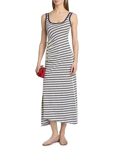Simkhai Women's Becker Stretch Cotton Jersey Midi-Dress - Midnight Stripe - Size XS | Thumbnail 3