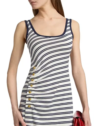 Simkhai Women's Becker Stretch Cotton Jersey Midi-Dress - Midnight Stripe - Size XS | Thumbnail 6