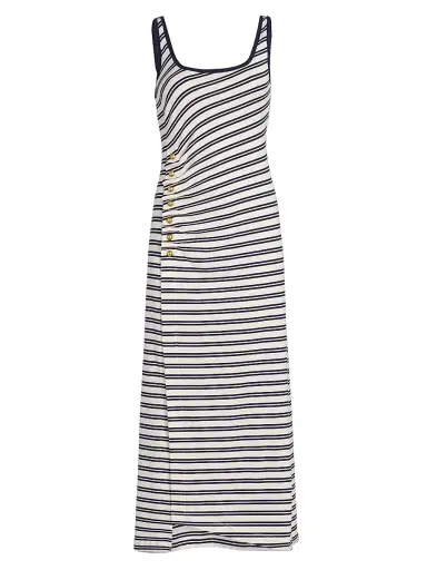 Simkhai Women's Becker Stretch Cotton Jersey Midi-Dress - Midnight Stripe - Size XS | Thumbnail 1