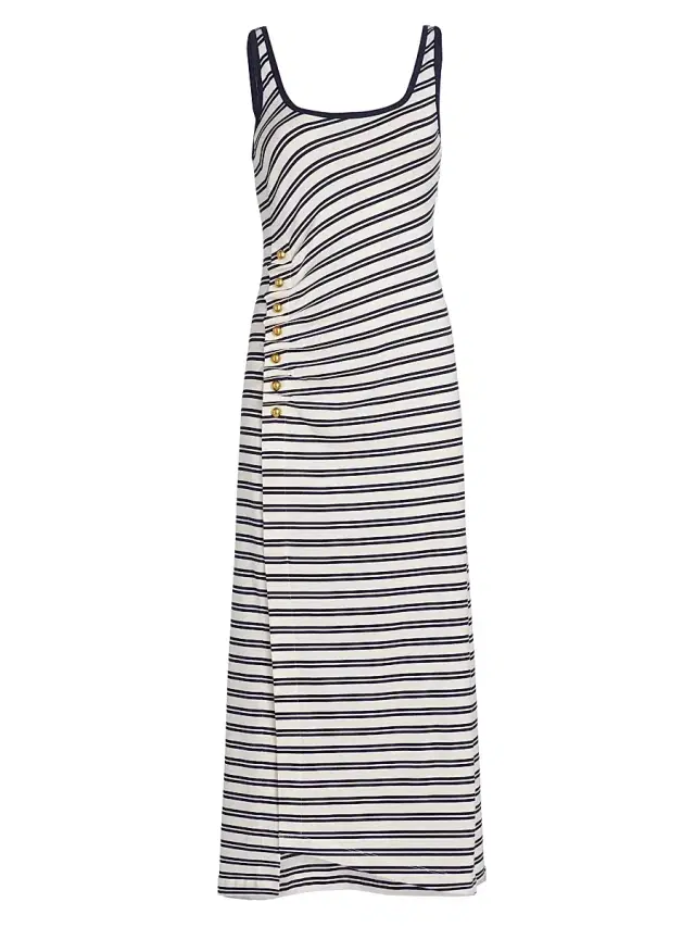 Women's Becker Stretch Cotton Jersey Midi-Dress - Midnight Stripe