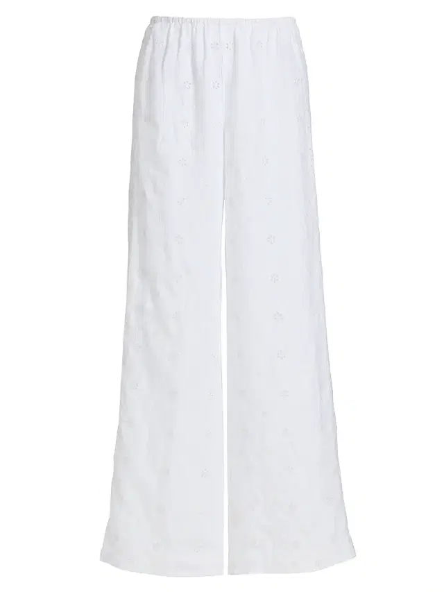 LoveShackFancy Women's Cinna Eyelet Linen Wide-Leg Pants - Optic White
