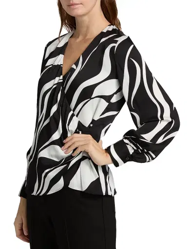 Elie Tahari Women's The Estelle Abstract Print Silk-Blend Top | Thumbnail 4 Elie Tahari Women's The Estelle Abstract Print Silk-Blend Top | Thumbnail 4