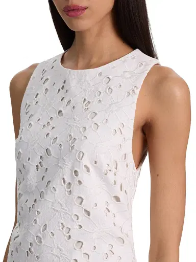Alice + Olivia Women's Clyde Eyelet Cotton-Blend Shift Minidress - Off White - Size 14 | Thumbnail 6