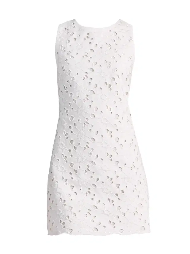 ALICE + OLIVIA Women's Clyde Eyelet Cotton-Blend Shift Minidress - Off White