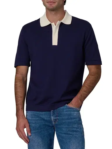 Joe's Jeans Men's Club Cotton Polo Shirt - Baritone Blue - Size XXL | Thumbnail 3