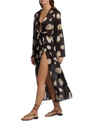 Milly Women's Vince Seashell-Print Cover-Up Midi-Dress | Thumbnail 2