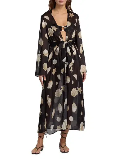 Milly Women's Vince Seashell-Print Cover-Up Midi-Dress | Thumbnail 3