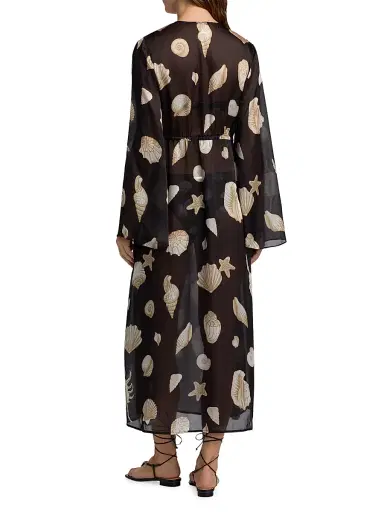 Milly Women's Vince Seashell-Print Cover-Up Midi-Dress | Thumbnail 4