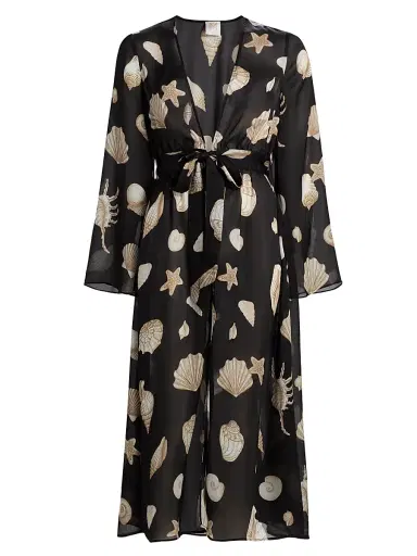 Milly Women's Vince Seashell-Print Cover-Up Midi-Dress | Thumbnail 1
