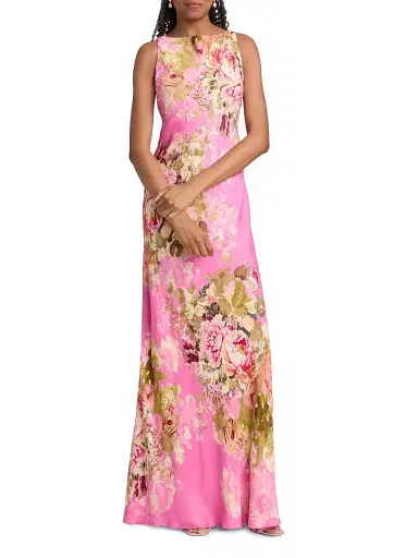 Hemant & Nandita Women's Floral Bais-Cut Maxi Dress - Pink | Thumbnail 2