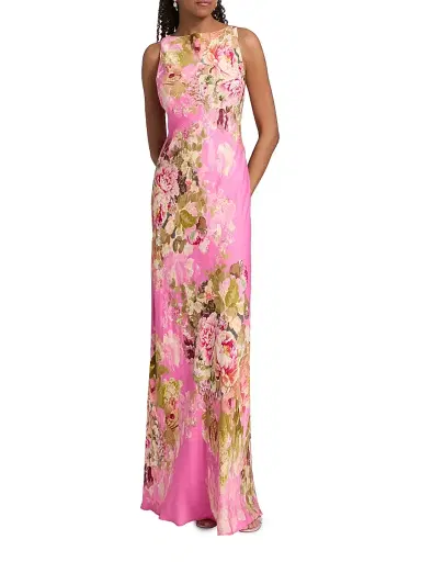 Hemant & Nandita Women's Floral Bais-Cut Maxi Dress - Pink | Thumbnail 3