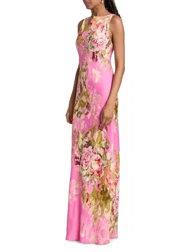 Hemant & Nandita Women's Floral Bais-Cut Maxi Dress - Pink | Thumbnail 4