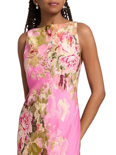 Hemant & Nandita Women's Floral Bais-Cut Maxi Dress - Pink | Thumbnail 6