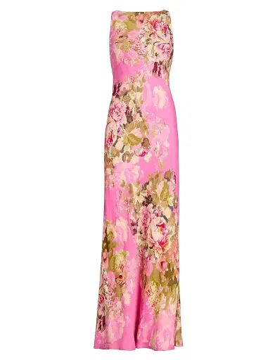 Hemant & Nandita Women's Floral Bais-Cut Maxi Dress - Pink | Thumbnail 1