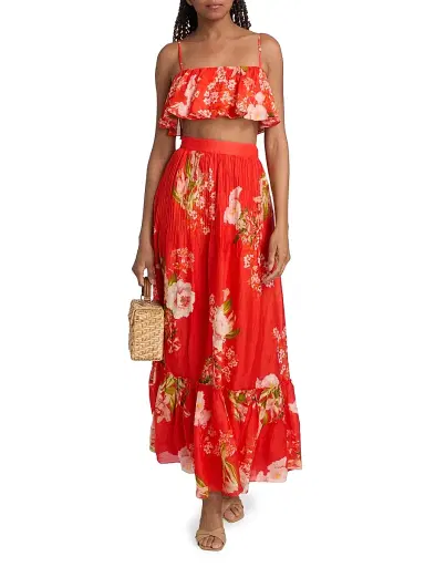 Hemant & Nandita Women's Floral Pintuck Maxi Skirt - Orange - Size XL | Thumbnail 2 Hemant & Nandita Women's Floral Pintuck Maxi Skirt - Orange - Size XL | Thumbnail 2