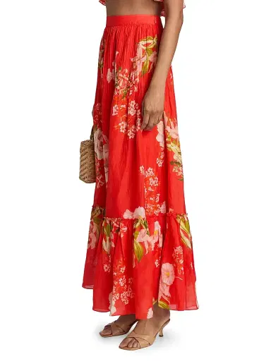 Hemant & Nandita Women's Floral Pintuck Maxi Skirt - Orange - Size XL | Thumbnail 4 Hemant & Nandita Women's Floral Pintuck Maxi Skirt - Orange - Size XL | Thumbnail 4