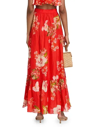Hemant & Nandita Women's Floral Pintuck Maxi Skirt - Orange - Size XL | Thumbnail 5 Hemant & Nandita Women's Floral Pintuck Maxi Skirt - Orange - Size XL | Thumbnail 5