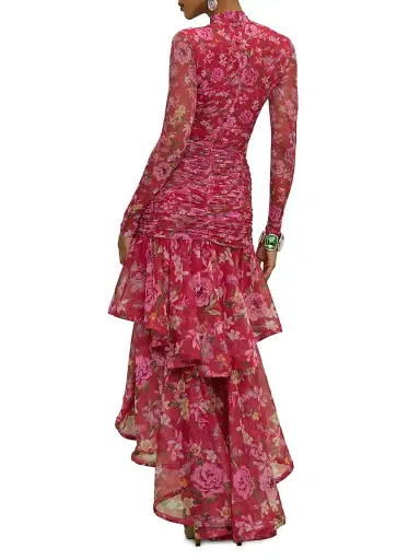 PatBo Women's Peony Floral Body-Con Midi-Skirt - Red | Thumbnail 3