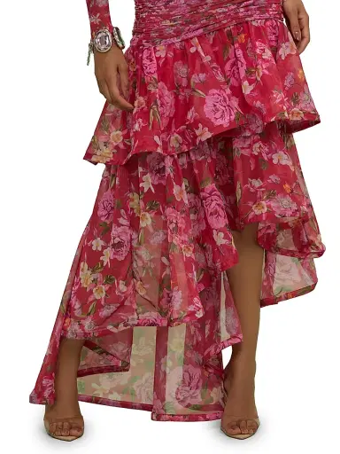 PatBo Women's Peony Floral Body-Con Midi-Skirt - Red | Thumbnail 4