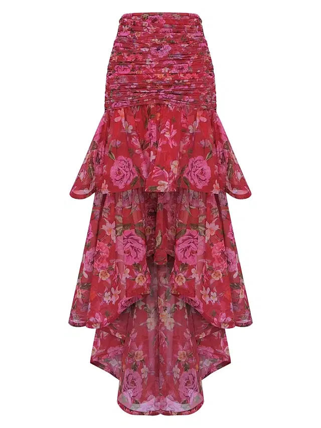 PatBO Women's Peony Floral Body-Con Midi-Skirt - Red